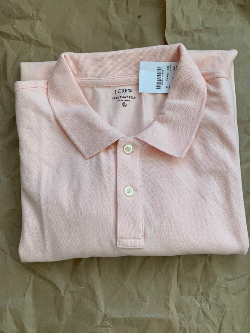 PALE PINK MEN'S J CREW FLEX PIQUE POLO SHIRT XL